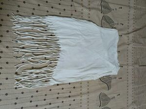 White Fringe Tank Top