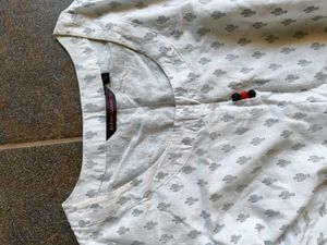 White Printed Straight Kurta