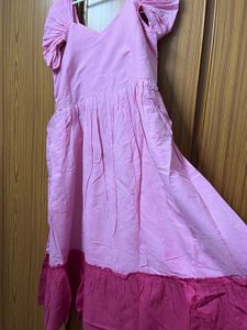 Pink Embroidered Cotton Dress - XL Size