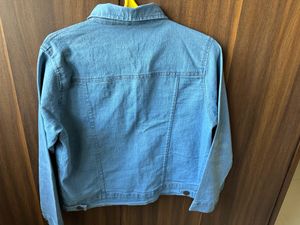 Cropped Jeans Jacket With Pearl Embellishing