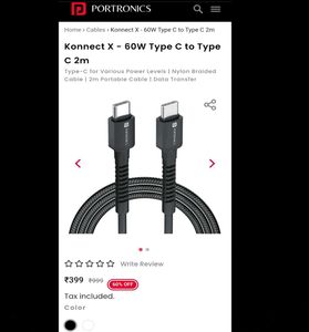 Portronics Konnect X Type-C Cable 2M