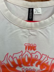 H&amp;M White Graphic T-Shirt Dress