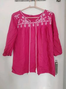 Pink Embroidered Tunic Top