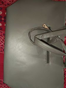 Gray Tote Bag with Gold Hardware