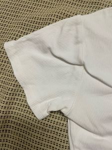 White Ruched Drawstring Top