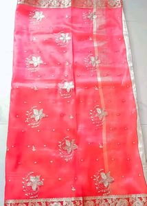 White And Red Coloured Saree.❤️