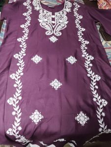 Cotton Embroidery Kurta With Lace