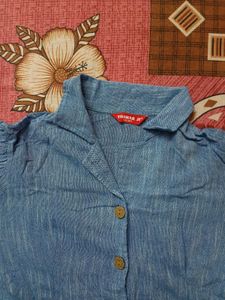 Blue Button-Down Top