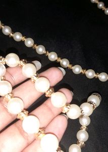 white &amp; golden pearl chain 3 Piece. in 80.