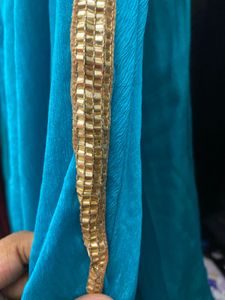 Teal Embroidered Kurta Set Handstiched