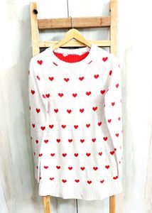 Heart Print Long Sweater size-36