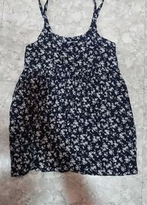 Navy blue floral spaghetti strap top