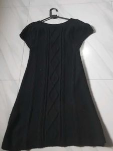 Short Sleeve Cable Knit Merino Wool Blend Dress