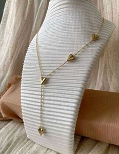 Lariat Heart Drop Necklace Anti tarnish