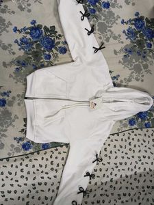 White Hoodie with Bow Detail