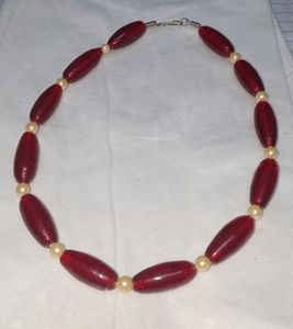 Maroon Colour Glass Beads Mala