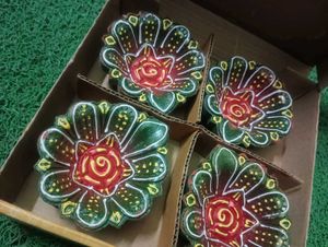 Handcrafted Floral Diya Set