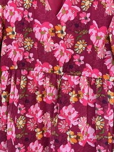 Floral Pink Midi Dress-XL Size