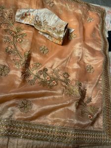 Elegant Embroidered Saree &amp; Blouse