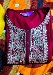 Libas women maroon straight kurti 🌻