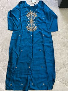 Teal Embroidered Kurti