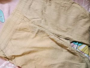Pencil Cut Cotton Blend beige Pant