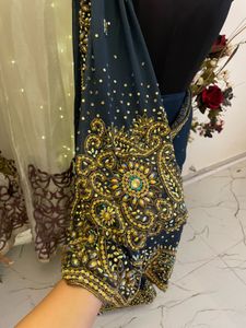 heavy Navy Blue Embellished Saree