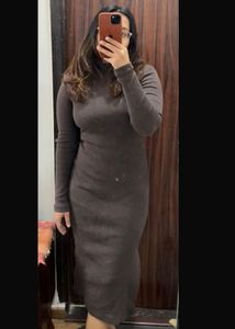 TRENDYOL Women Brown Winter Midi Dress