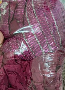 Red Partywear Ready To Wear Saree