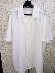 White Self Design Shirt
