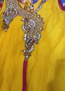 Yellow Net Kurta