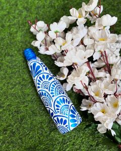 Handpainted Blue Glass Bottle