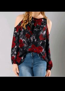 Beautiful Floral Cold Shoulder Top