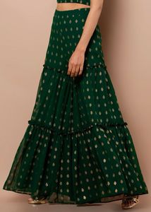 Emerald Green Crop Top &amp; Palazzo Set From Indya
