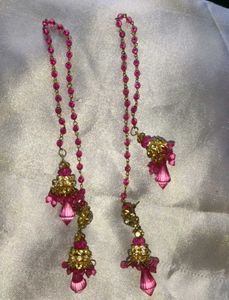 Pink & Gold Beaded Earring charms 🎀