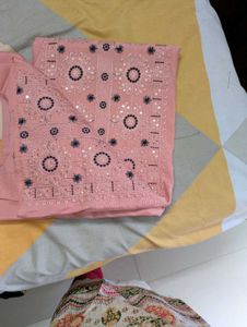 Blush Pink Embroidered Kurti - 3XL
