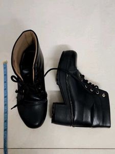 Black Leather Boots - UK 6, 2inch Heels