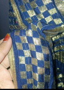 Elegant Blue Dupatta with Silver Detail