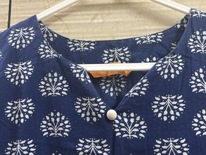 Blue Printed Cotton Dress Size medium