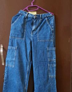 Blue Denim Cargo Pants