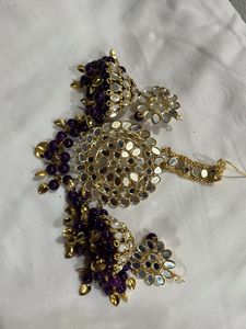 Mirrorwork Tikka &amp; Earring Set