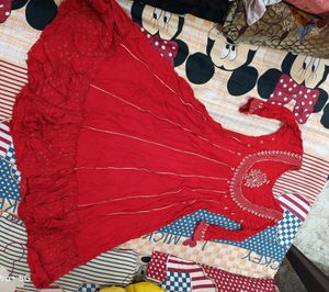 Red Attractive Anarkali Gown