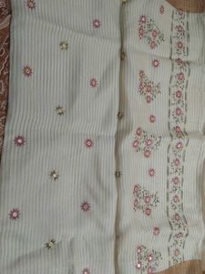 Striped Saree with Pink and Gold Border