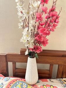 White Ceramic Vase with Flowers