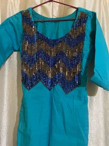 Teal Embellished Kurti