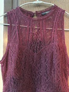 Burgundy Lace Sleeveless Dress