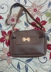 Brown Crossbody Bag with Bow Detail