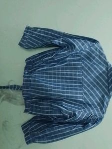 Blue Striped Tie-Front Crop Top