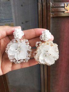 White Flower Beads Earrings