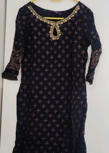 Navy & Gold Print Kurti